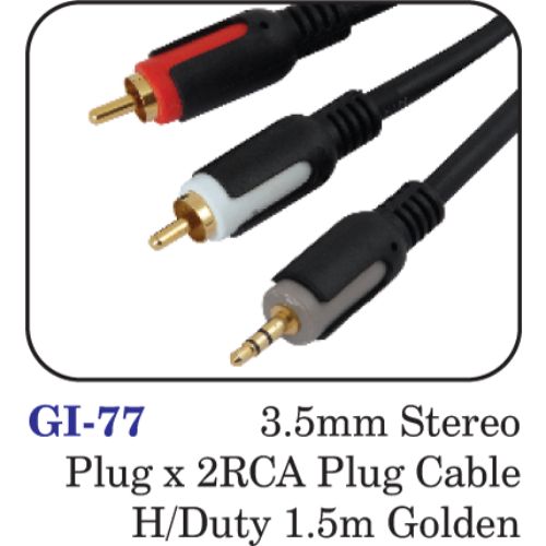 3.5mm Stereo Plug X 2rca Plug Cable H/duty 1.5m Golden