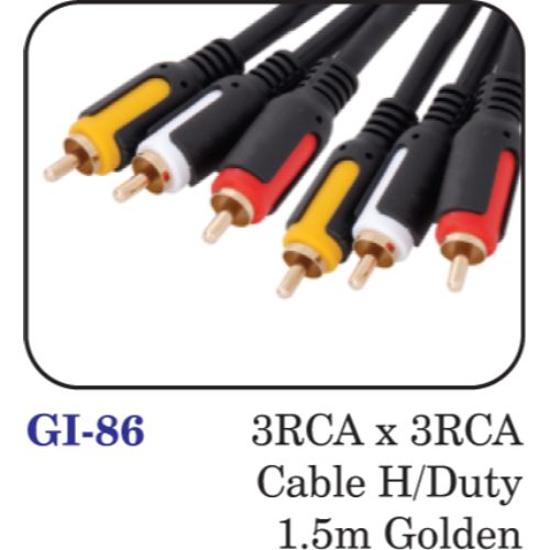3rca X 3rca Cable H/duty 1.5m Golden