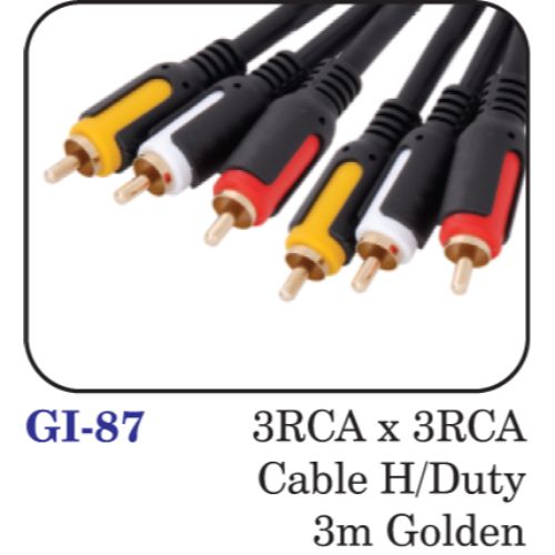 3rca X 3rca Cable H/duty 3m Golden
