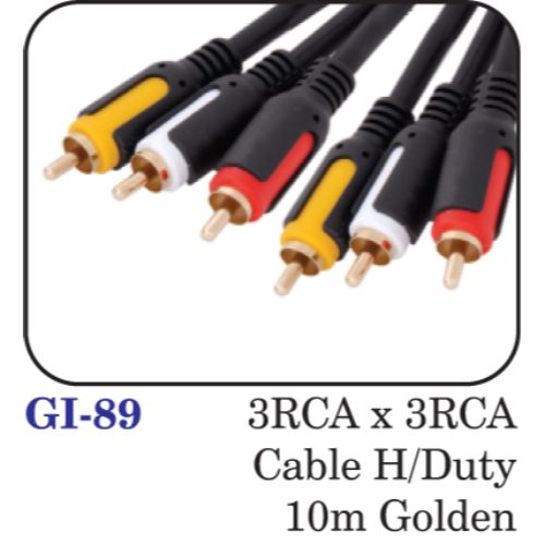 3rca X 3rca Cable H/duty 10m Golden