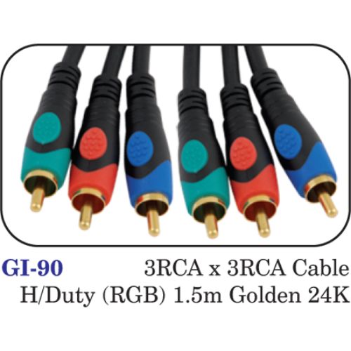3rca X 3rca Cable H/duty (rgb) 1.5m Golden 24k