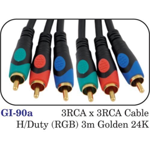 3rca X 3rca Cable H/duty (rgb) 3m Golden 24k
