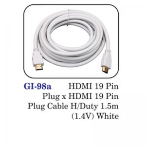 Hdmi 19 Pin Plug X Hdmi 19 Pin Plug Cable H/duty 1.5m (1.4v) White