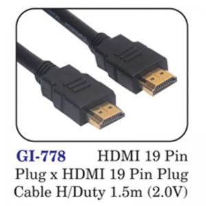 Hdmi 19 Pin Plug X Hdmi 19 Pin Plug Cable H/duty 1.5m (2.0v)