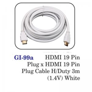 Hdmi 19 Pin Plug X Hdmi 19 Pin Plug Cable H/duty 3m (1.4v) White