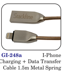 I - Phone  Charging + Data Transfer Cable 1.5m Metal Spring
