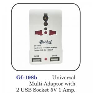 Universal Multi Adaptor With 2 Usb Socket 5v 1amp.