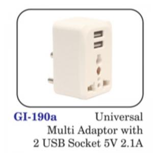 Universal Multi Adaptor With 2 Usb Socket 5v 2.1a