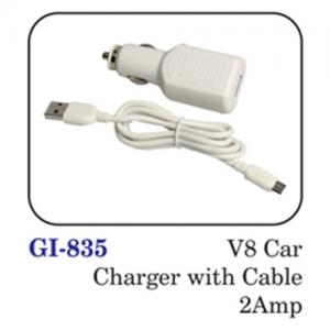 V8 Car Charger With Cable 2amp